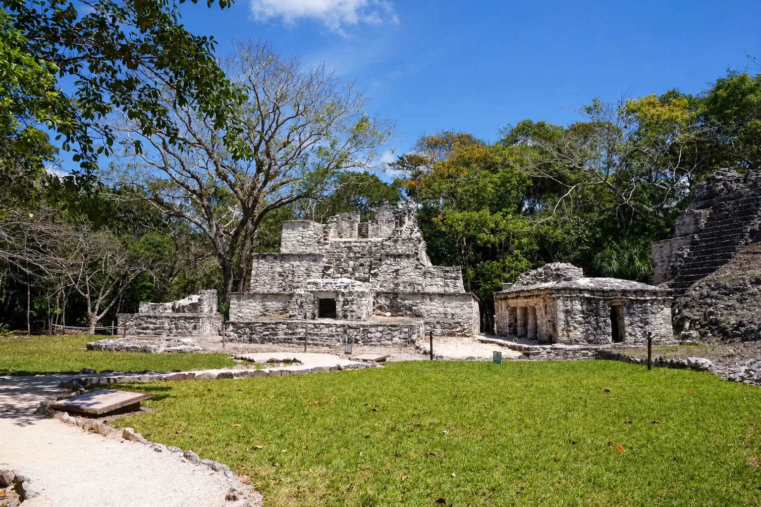 Temple maya et forêt environnante sur le site archéologique de Muyil