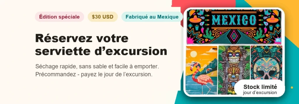 Bannière de serviette mexicaine à séchage rapide pour excursion